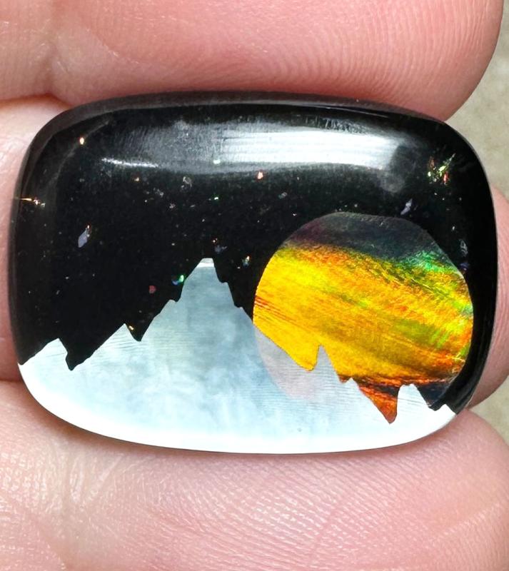 Rectangle 18x24mm Aurora Opal Scene Cabochon 18