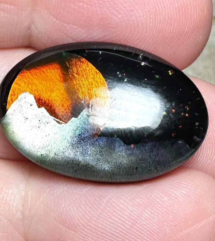 Oval 17x25mm Aurora Opal Scene Cabochon 22