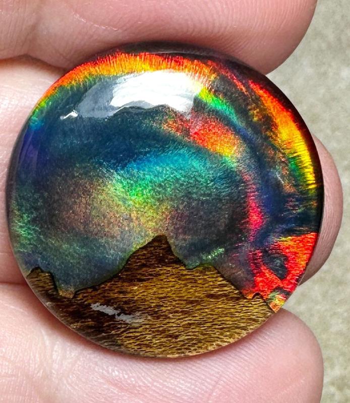 Round 25x25mm Aurora Opal Scene Cabochon 25