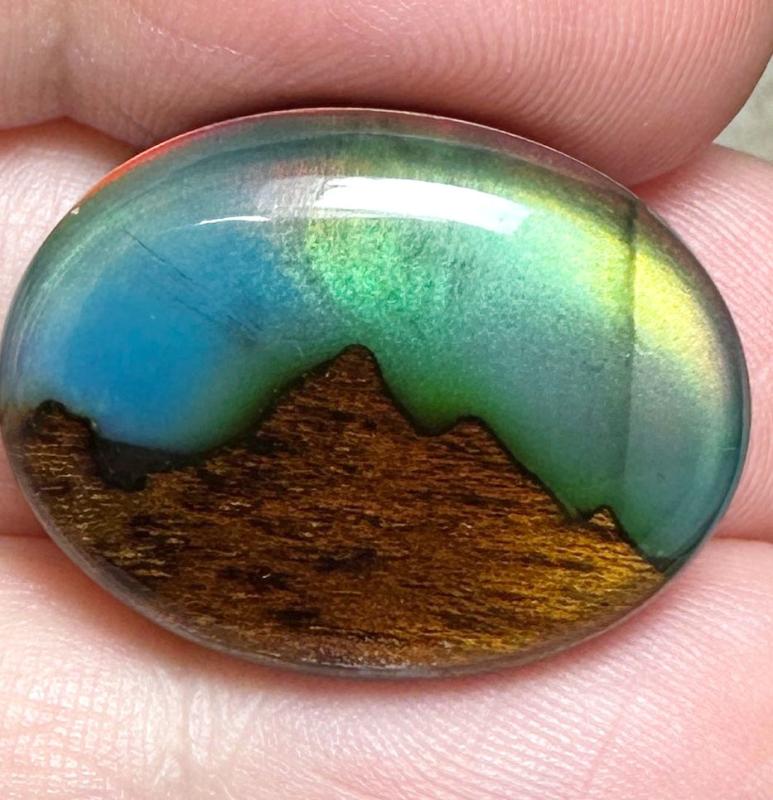 Oval 18x24mm Aurora Opal Scene Cabochon 26