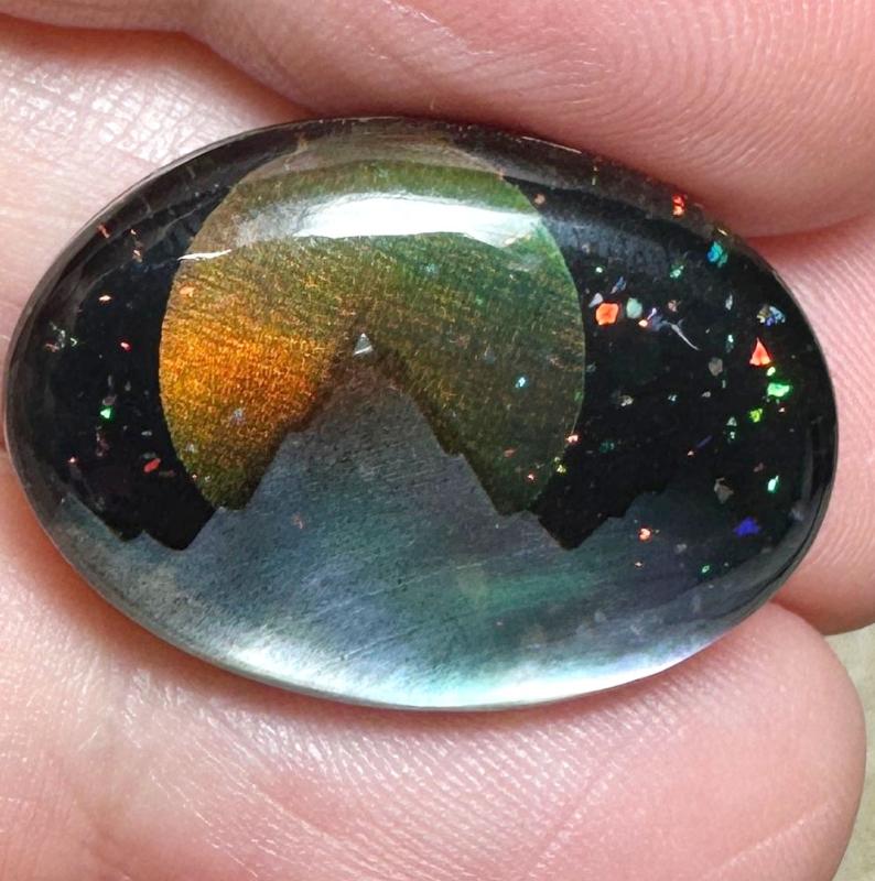 Oval 17x24mm Aurora Opal Scene Cabochon 28