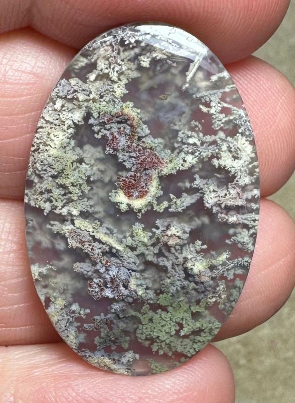 Oval 33x21mm Scenic Java Moss Agate Cabochon 10