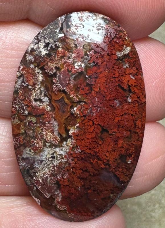 Oval 34x21mm Scenic Java Moss Agate Cabochon 15