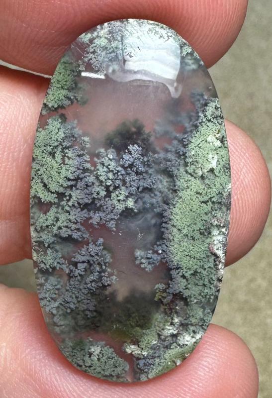 Oval 32x17mm Scenic Java Moss Agate Cabochon 19