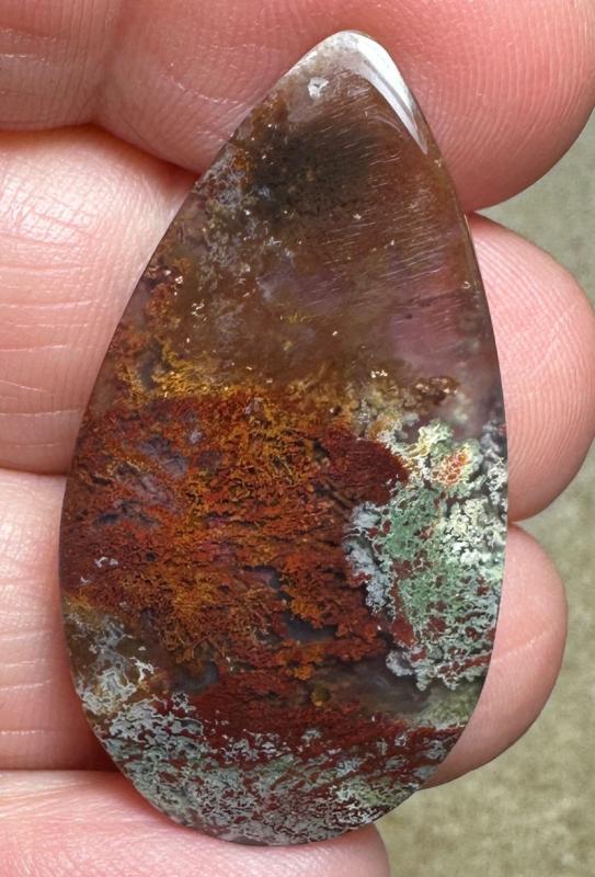 Teardrop 38x20mm Scenic Java Moss Agate Cabochon 20