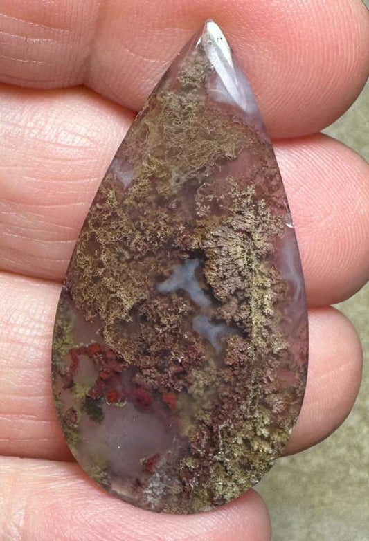 Teardrop 41x21mm Scenic Java Moss Agate Cabochon 21