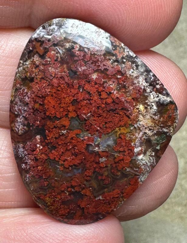 Teardrop 26x32mm Scenic Java Moss Agate Cabochon 27