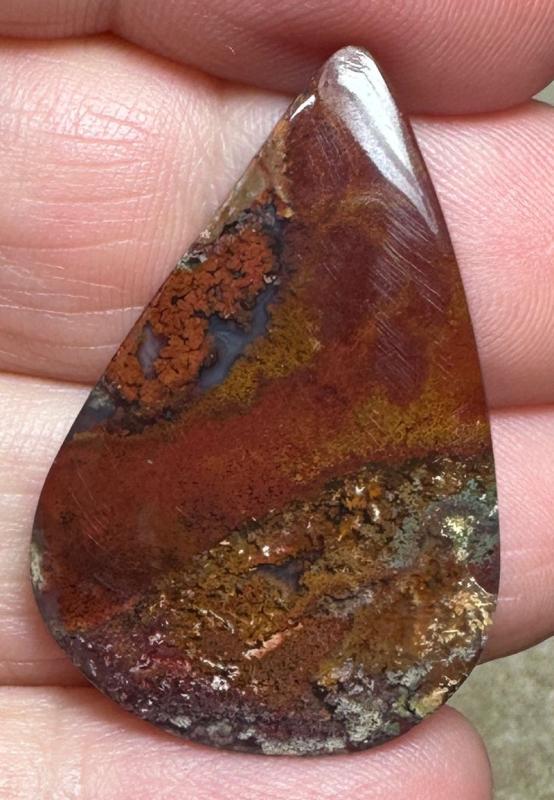 Teardrop 34x23mm Scenic Java Moss Agate Cabochon 29