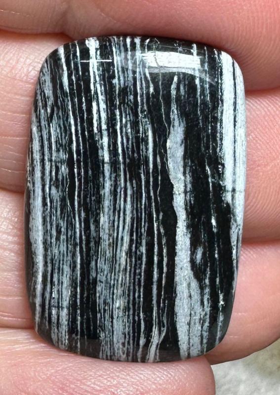 Rectangle 30x20mm Silver Leaf Obsidian Cabochon 06