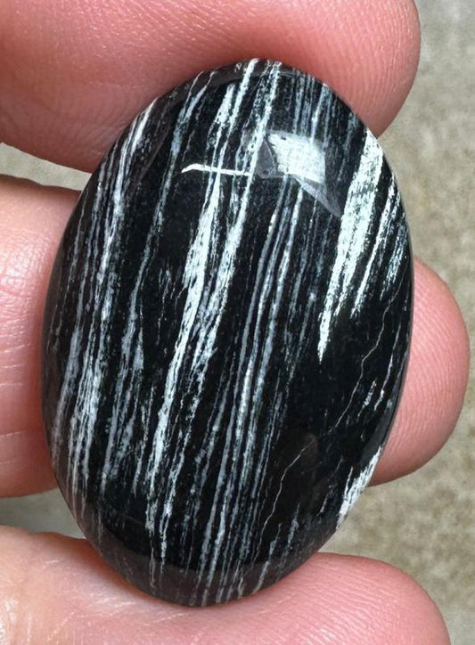 Oval 30x20mm Silver Leaf Obsidian Cabochon 20