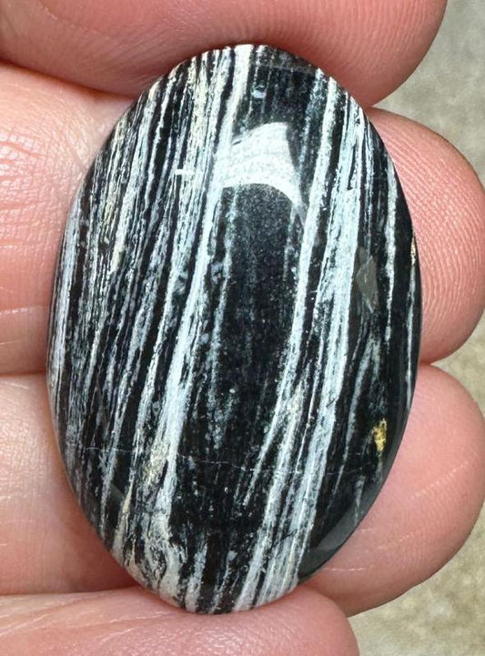 Oval 30x20mm Silver Leaf Obsidian Cabochon 23