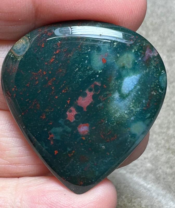 Teardrop 38x34mm Indian Bloodstone Cabochon 23