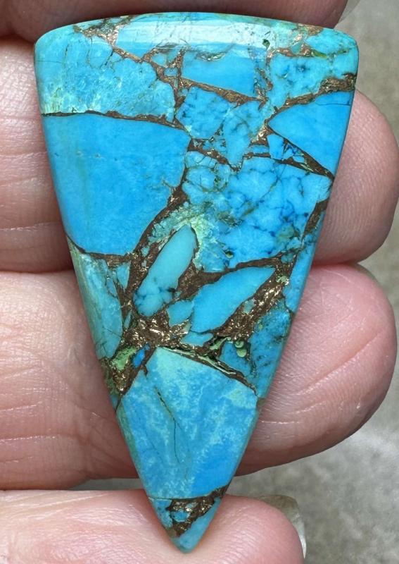 Triangle 37x22mm Kingman Turquoise in Bronze Cabochon 07