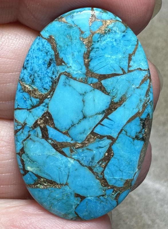 Oval 38x24mm Kingman Turquoise in Bronze Cabochon 19