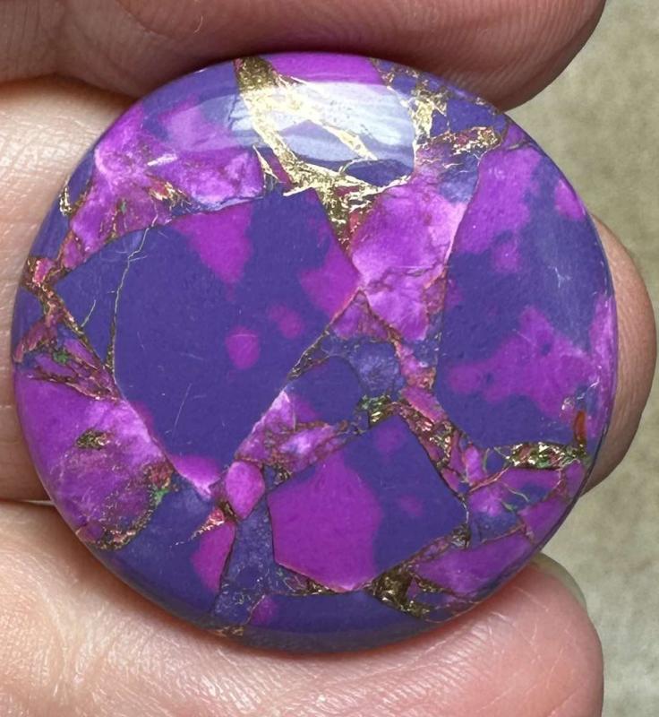 Round 26x26mm Purple Kingman Turquoise in Bronze Cabochon 08