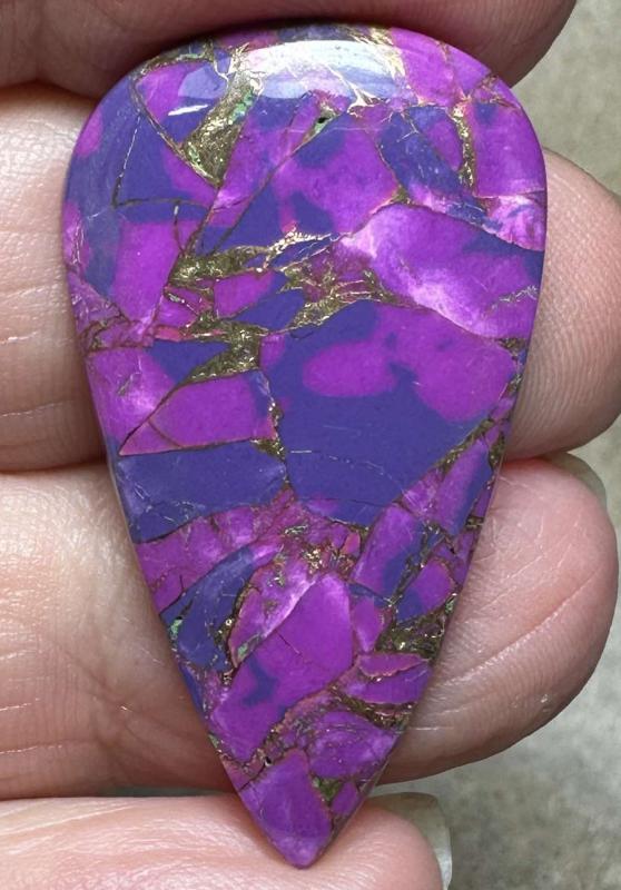 Teardrop 37x20mm Purple Kingman Turquoise in Bronze Cabochon 13