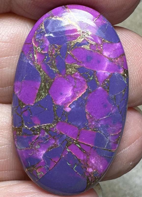 Oval 34x20mm Purple Kingman Turquoise in Bronze Cabochon 22