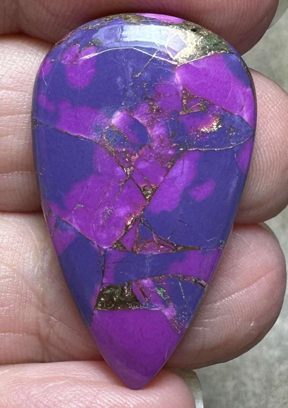 Teardrop 34x20mm Purple Kingman Turquoise in Bronze Cabochon 23
