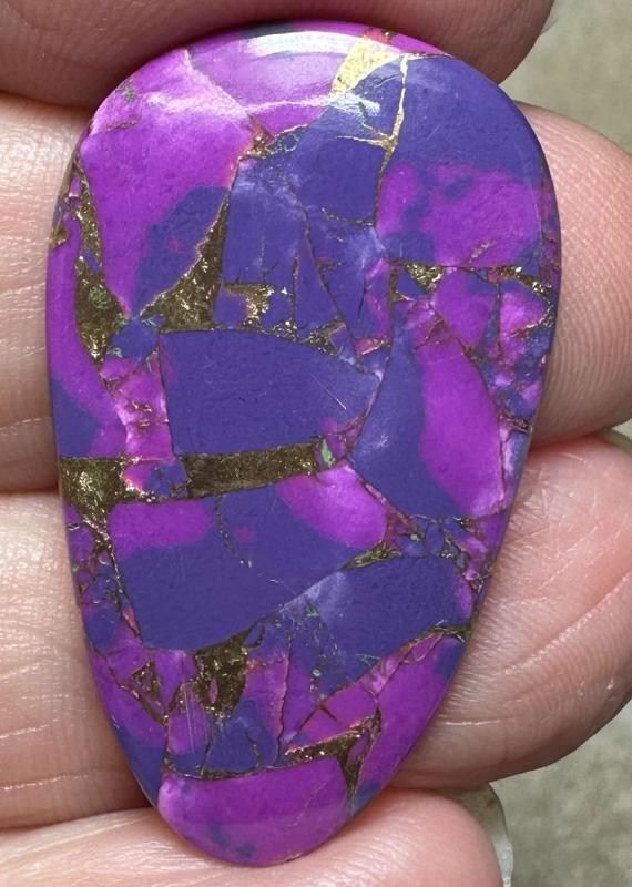 Teardrop 34x20mm Purple Kingman Turquoise in Bronze Cabochon 24
