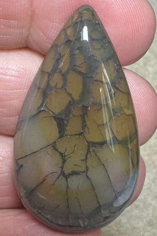 Teardrop 42x23mm Dragon Vein Agate Cabochon 53