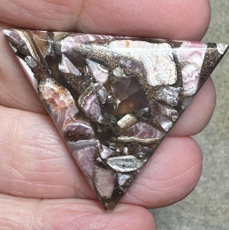Triangle 35x37mm Mohave Rhodochrosite Cabochon 05