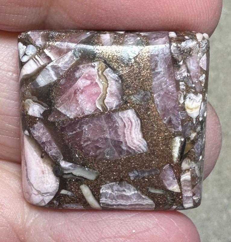 Rectangle 25x24mm Mohave Rhodochrosite Cabochon 13