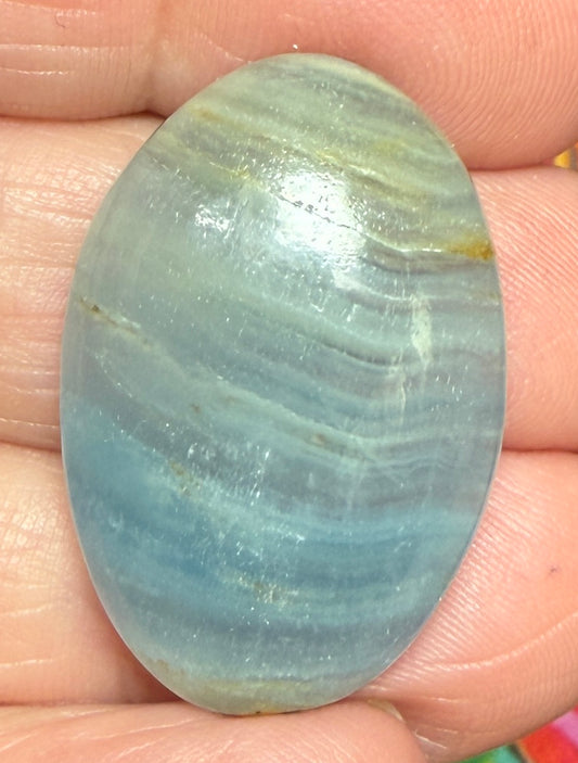 Oval 30x20mm Lemurian Aquatine Calcite Cabochon 01