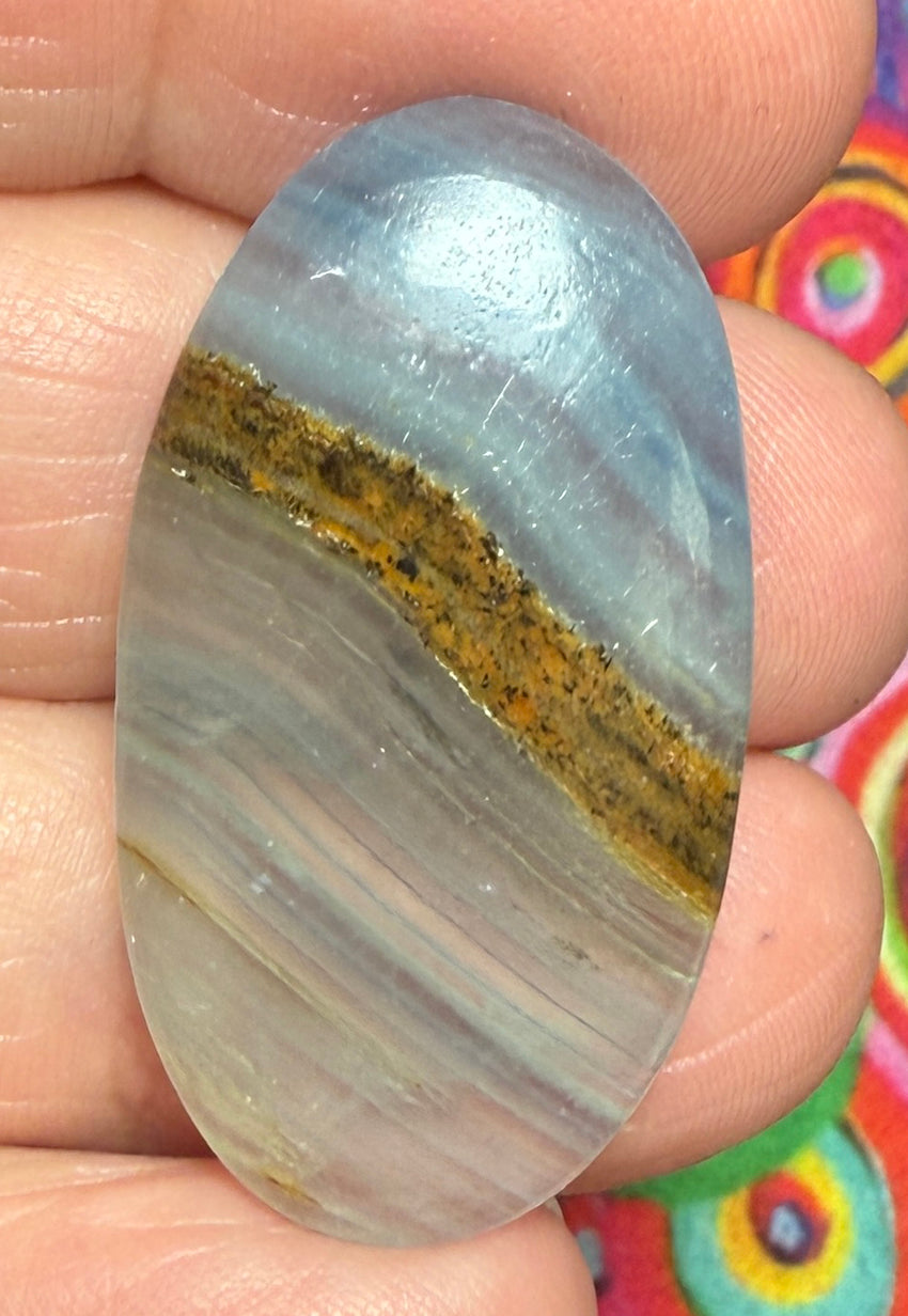 Oval 36x19mm Lemurian Aquatine Calcite Cabochon 05