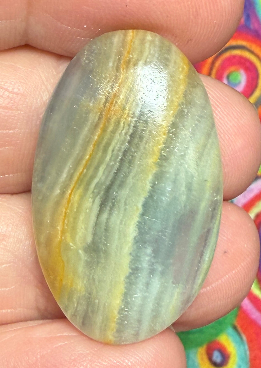 Oval 33x20mm Lemurian Aquatine Calcite Cabochon 06
