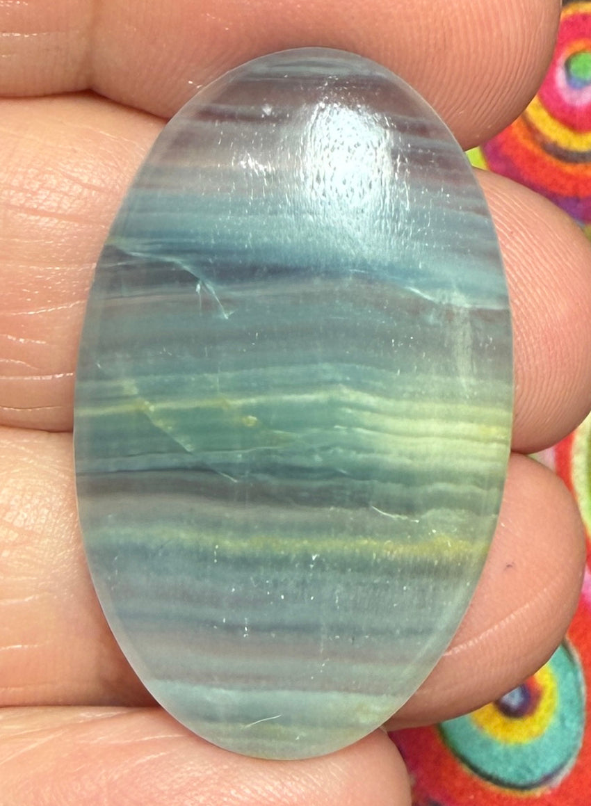 Oval 35x22mm Lemurian Aquatine Calcite Cabochon 07