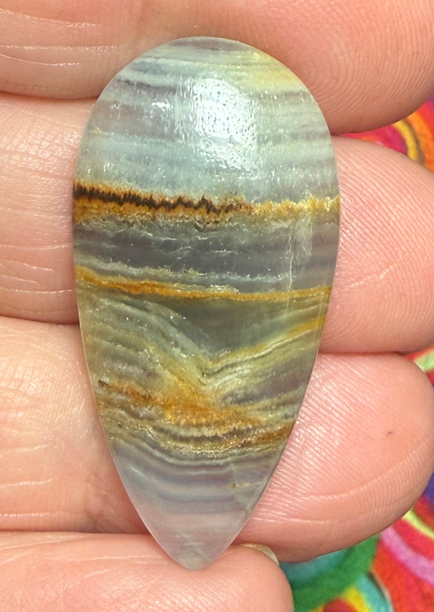 Teardrop 35x17mm Lemurian Aquatine Calcite Cabochon 08
