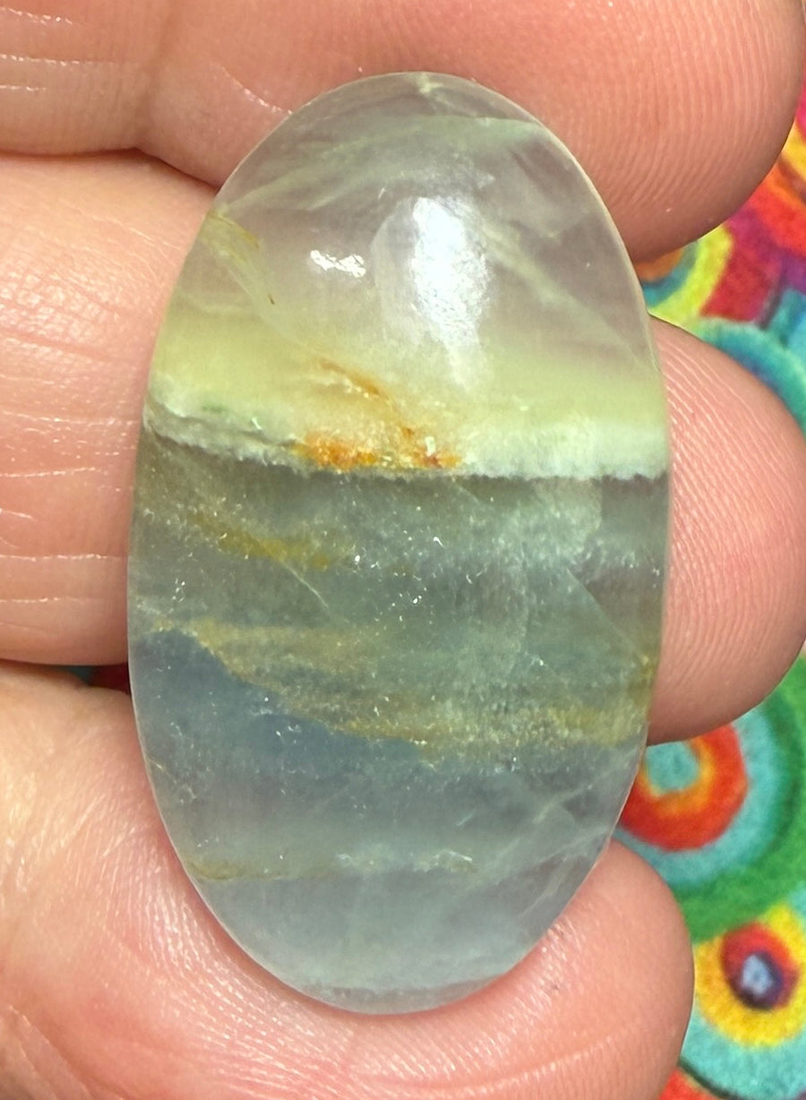 Oval 32x18mm Lemurian Aquatine Calcite Cabochon 09