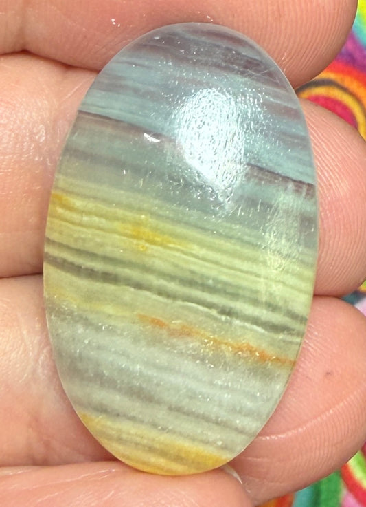 Oval 30x18mm Lemurian Aquatine Calcite Cabochon 10