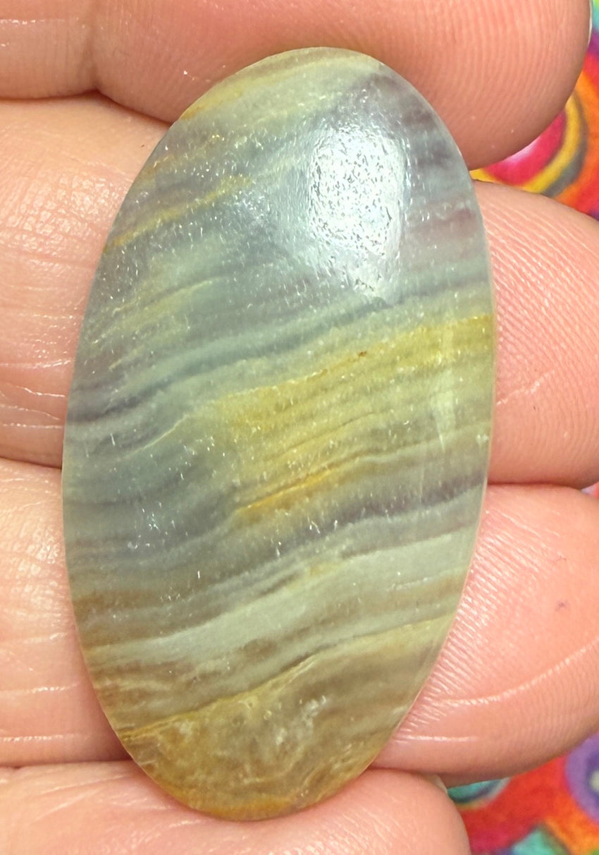 Oval 35x20mm Lemurian Aquatine Calcite Cabochon 11