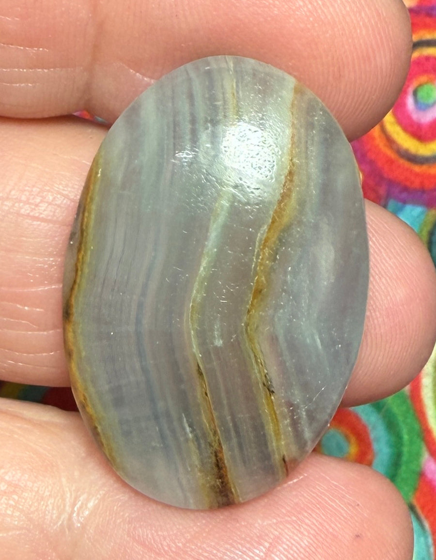 Oval 31x21mm Lemurian Aquatine Calcite Cabochon 12
