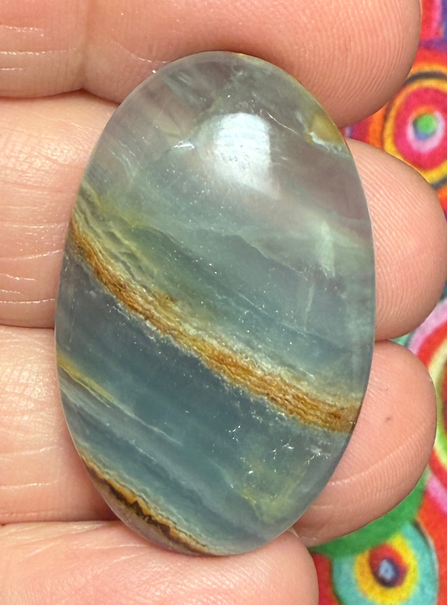 Oval 34x21mm Lemurian Aquatine Calcite Cabochon 13