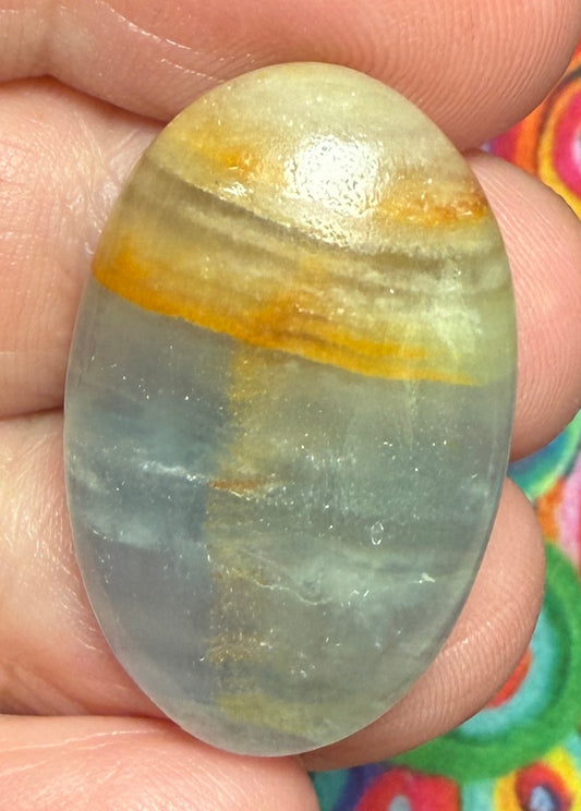 Oval 30x19mm Lemurian Aquatine Calcite Cabochon 15