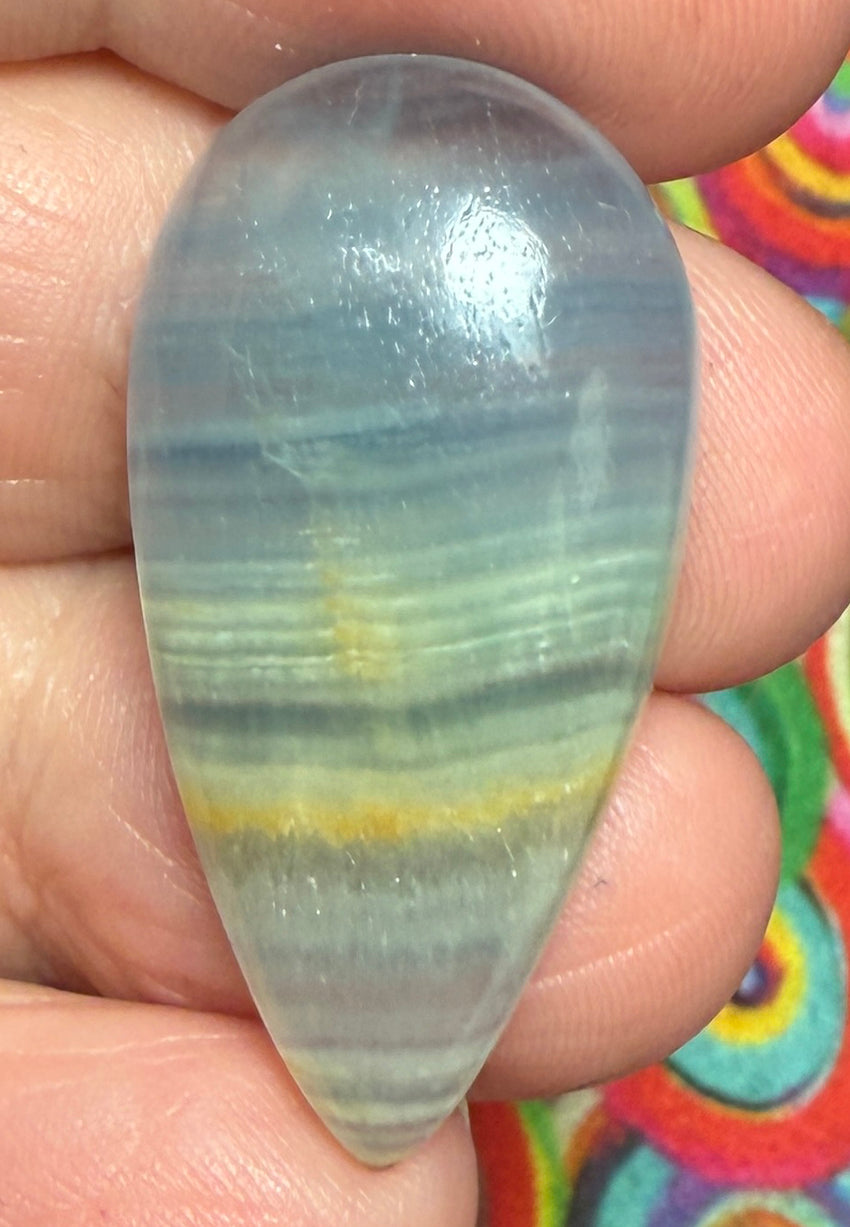 Teardrop 34x17mm Lemurian Aquatine Calcite Cabochon 16