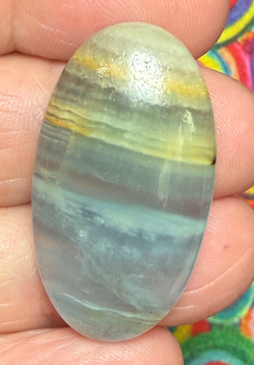 Oval 33x19mm Lemurian Aquatine Calcite Cabochon 19