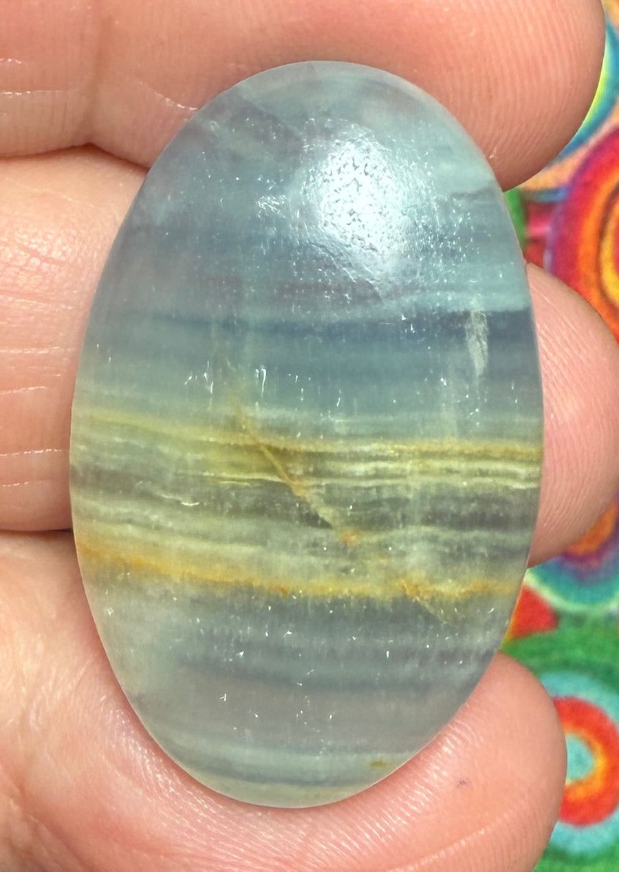 Oval 32x20mm Lemurian Aquatine Calcite Cabochon 20