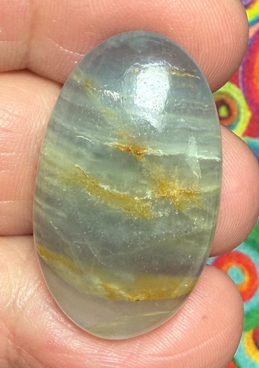 Oval 32x19mm Lemurian Aquatine Calcite Cabochon 22