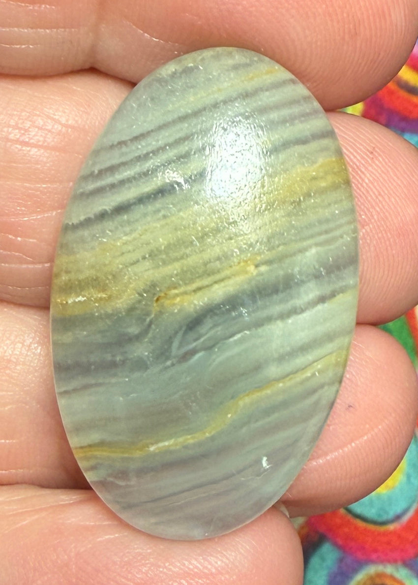 Oval 33x20mm Lemurian Aquatine Calcite Cabochon 23