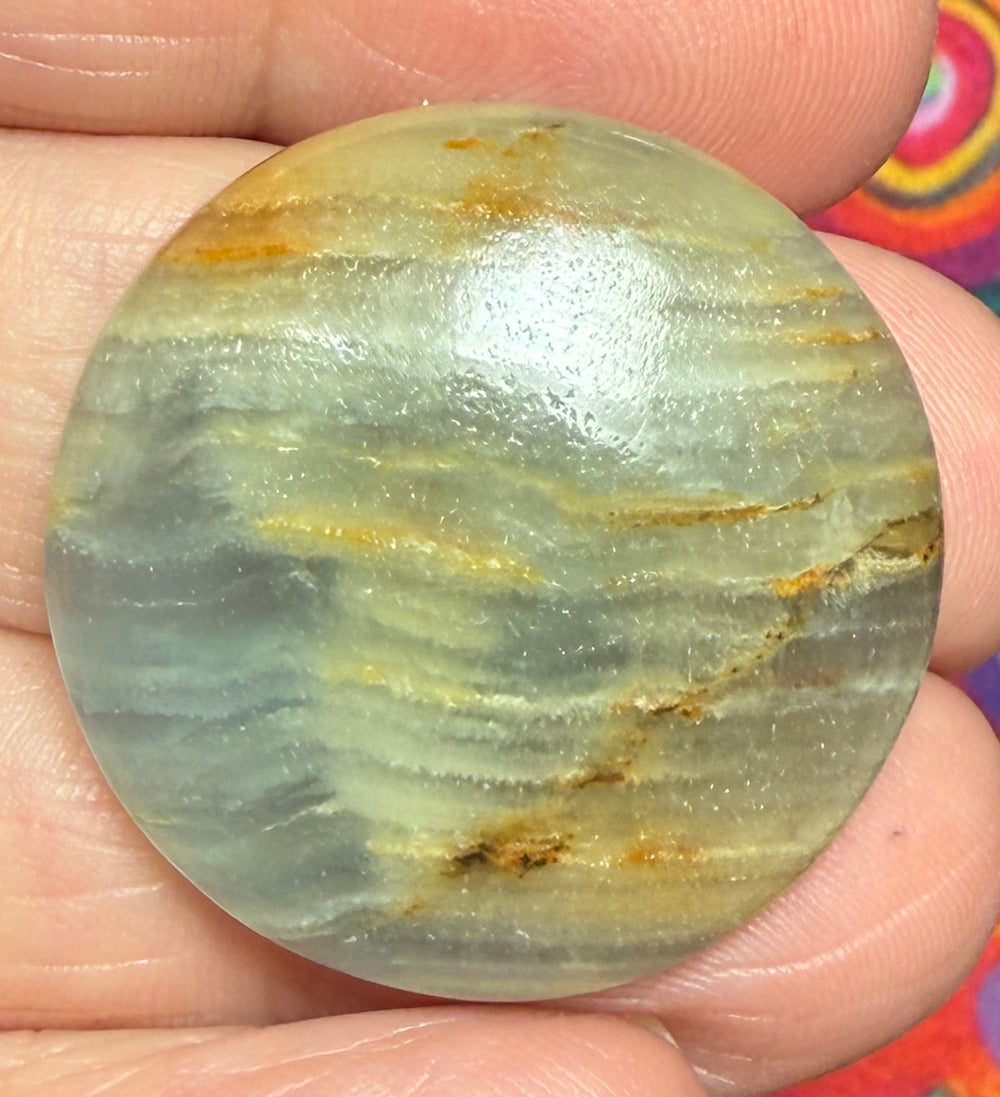 Round 28x28mm Lemurian Aquatine Calcite Cabochon 24
