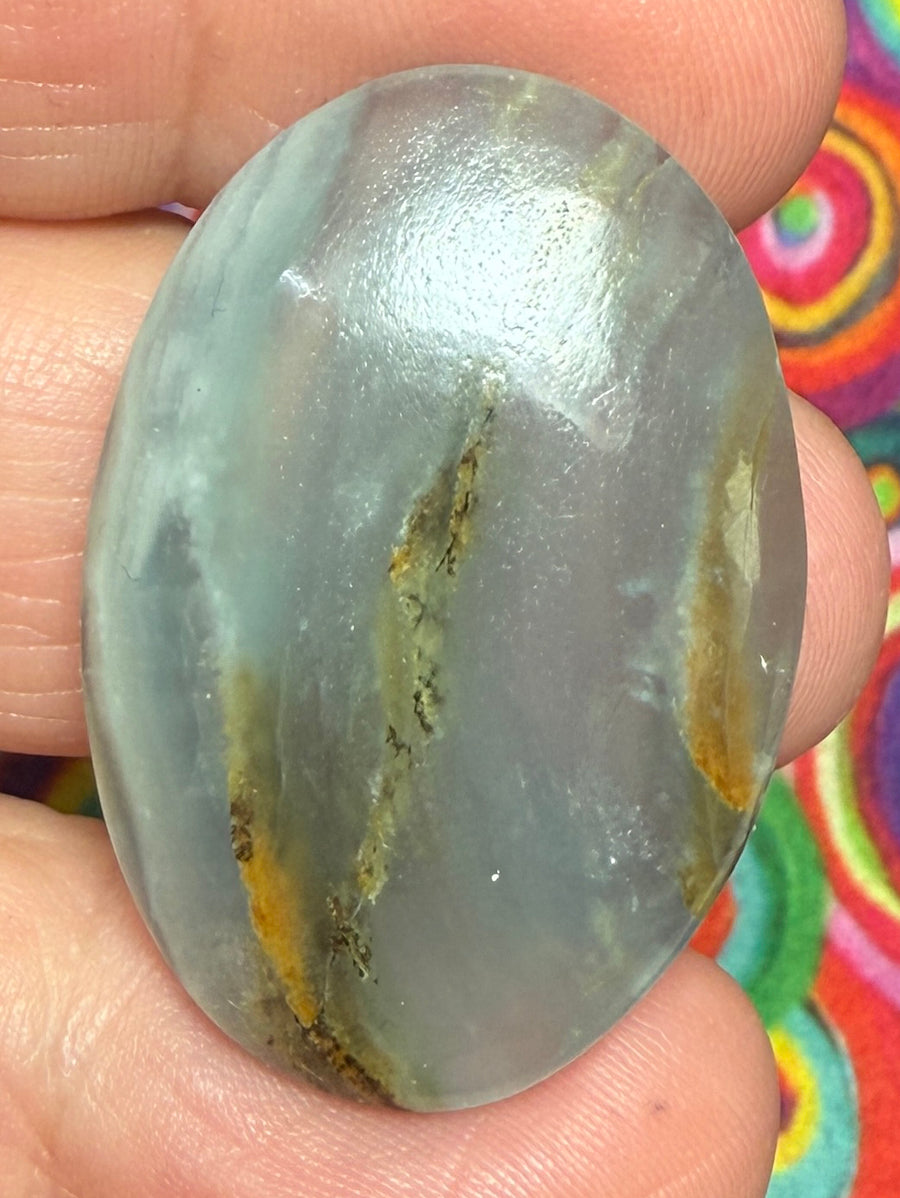 Oval 34x24mm Lemurian Aquatine Calcite Cabochon 26