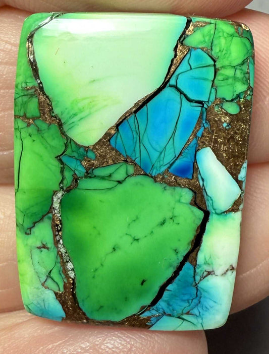 Rectangle 26x19mm Peacock Dahlia Cabochon 01