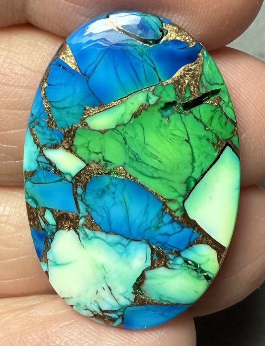 Oval 31x21mm Peacock Dahlia Cabochon 03