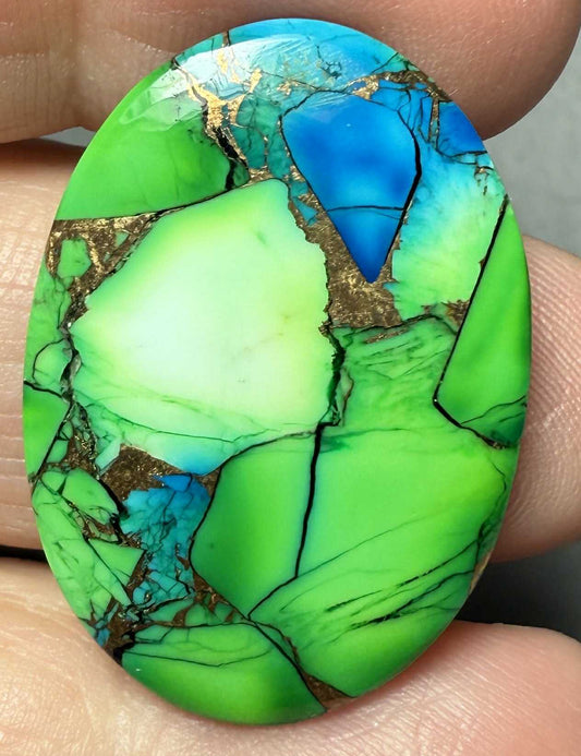 Oval 31x22mm Peacock Dahlia Cabochon 04