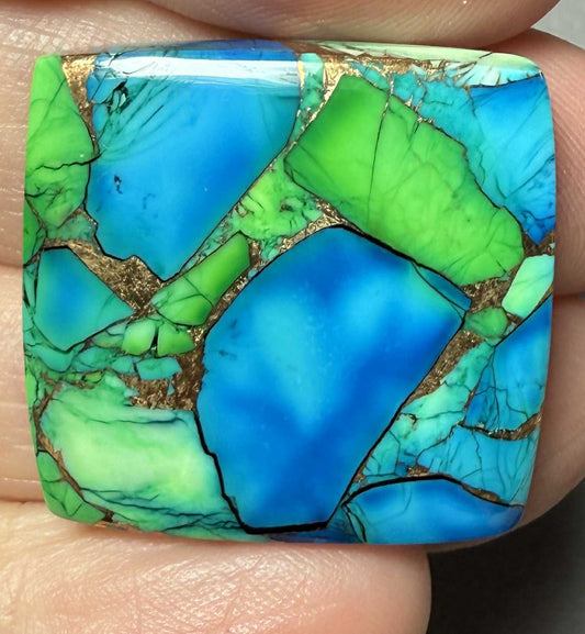 Rectangle 26x25mm Peacock Dahlia Cabochon 05