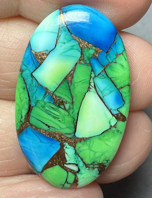 Oval 33x20mm Peacock Dahlia Cabochon 06