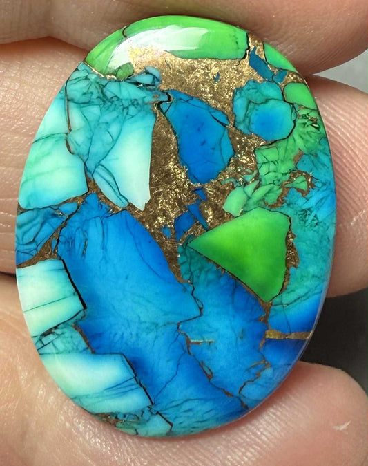 Oval 28x20mm Peacock Dahlia Cabochon 08